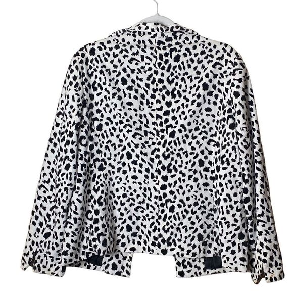 Neiman Marcus Exclusive Wms Sz Med Black White Snow Leopard Cotton Velvet Blazer - Picture 2 of 4